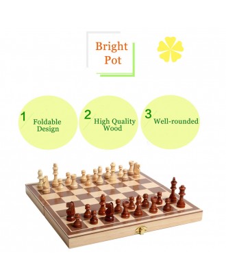 Wooden Chess Toys Set Wooden Puzzle Chess Folding Chessboard Chess Set International Chess Intellectual Training for Children