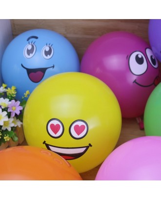 Cute Printed Big Eyes Emoji Smiley Face Latex Balloons for Party Birthday or Holiday Decoration Style 1 Pack of 10 Yellow