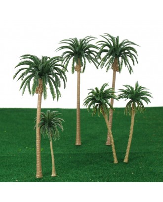 15pcs Miniature Scenery Layout Model Plastic Tree Palm Trees Train Coconut Rainforest Home Garden Decoration