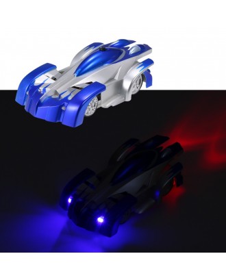 Wall RC Climbing Racing Car Sport Climber with LED Lights  360 Degree Rotating Stunt Toys Home Vehicle Mini Gravity Remote Control Cars Electric Rocket Toy Xmas Gift Blue