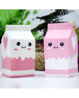 Squishy Soft Charms Pink Milk Box Bottle Stress Relief Slow Rising Collection Gift Decor Toy Cute Kid Adult Party Favors White and Pink Style 1