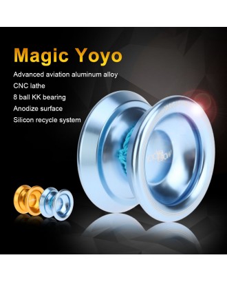 Professional Magic Yoyo T8 Aluminum Alloy Metal Yoyo 8 Ball KK Bearing with String for Kids Lake Blue
