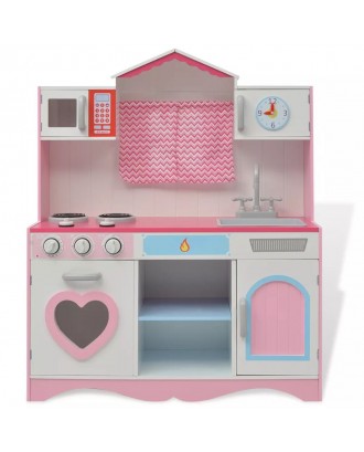  Toy kitchen wood 82 × 30 × 100 cm pink and white