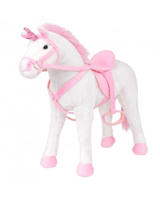 Plush Toy Standing Unicorn White and Pink XXL