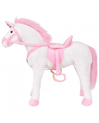 Plush Toy Standing Unicorn White and Pink XXL