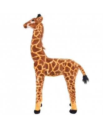 Standing plush toy giraffe brown and yellow XXL