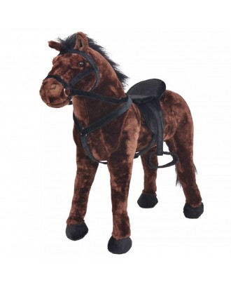 Plush Toy Standing Horse Dark Brown XXL