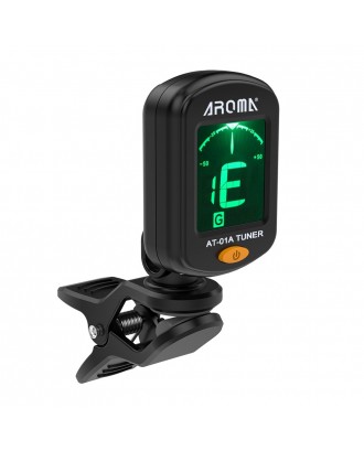 AROMA AT-01A Rotatable Clip-on Tuner LCD Display for Chromatic Guitar Bass Ukulele Violin