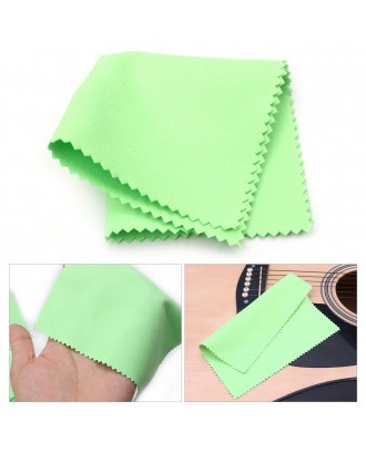 Musical Instruments Cleaning Polishing Cloth 15cm*15cm Size Double-Sided Soft Microfiber Cloth Musical Instrument Accessories for Guitar Bass Violin Piano Green