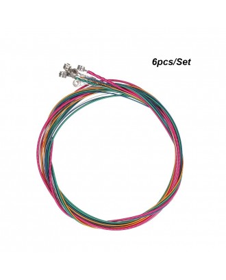 6pcs/Set Rainbow Colors Colorful Acoustic Guitar Strings Musical Instruments Replacement Steel Chord Wire