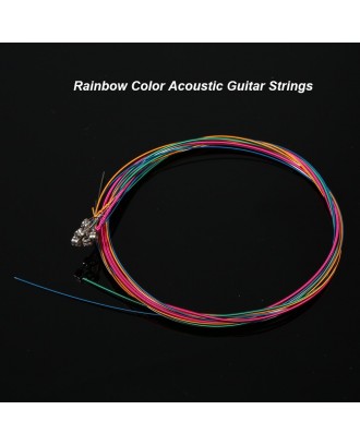 6pcs/Set Rainbow Colors Colorful Acoustic Guitar Strings Musical Instruments Replacement Steel Chord Wire