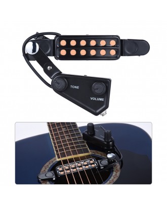 12-hole Acoustic Guitar Sound Hole Pickup Magnetic Transducer with Tone Volume Controller Audio Cable